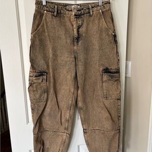 Joelle Brown Wide-Leg Cargo Jeans